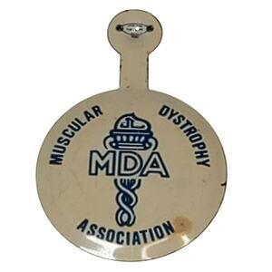 Vintage MDA Muscular Dystrophy Association Fold Over Metal Badge Button Tab Pin